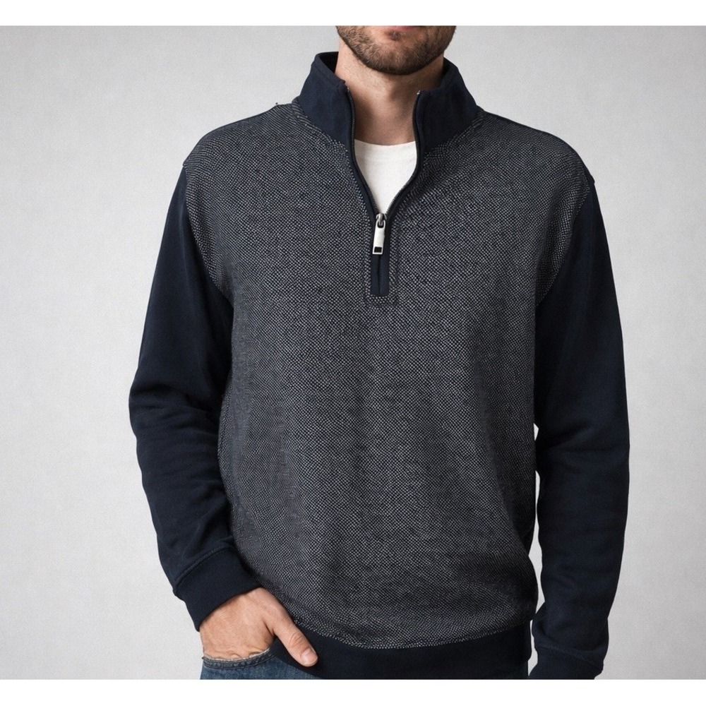 Ted Baker London 1/4 Zip Textured Pullover Navy Blue Golf Preppy Work Casual Dad